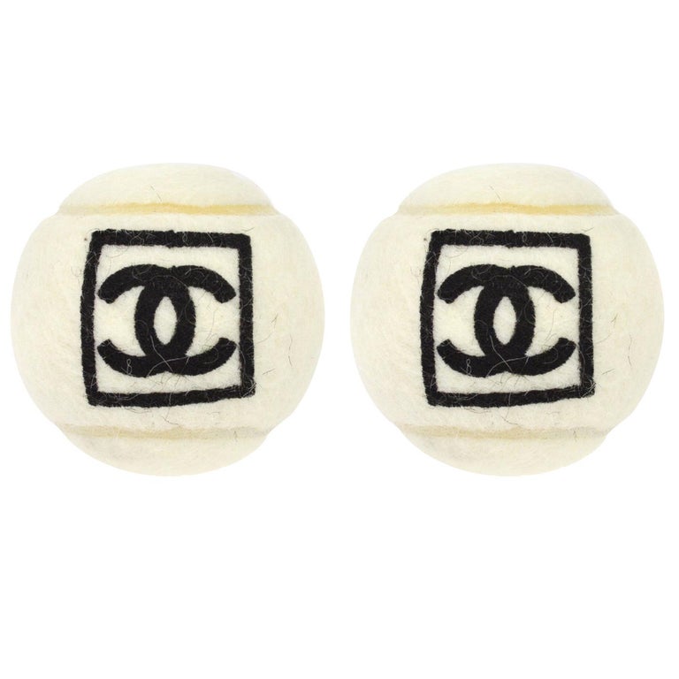 Chanel Off White Black CC Logo Sports Game Novelty Tennis Ball - A