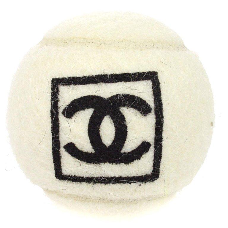 Chanel Off White Black CC Logo Sports Game Novelty Tennis Ball In Good Condition In Chicago, IL