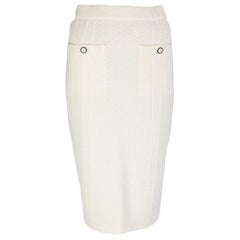CHANEL off-white cashmere CROCHET KNIT Pencil Skirt 36 XS