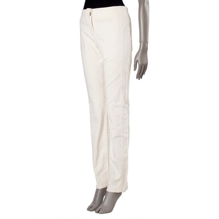 CHANEL off-white cotton Classic Pants 38 S For Sale at 1stDibs | chanel  pants men's, chanel white pants, white chanel pantsuit