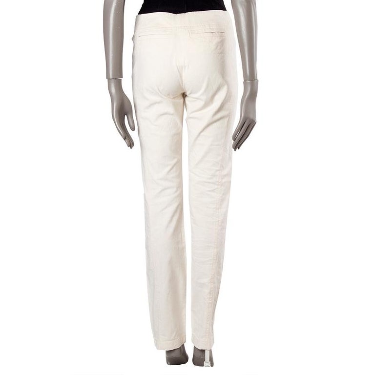 CHANEL off-white cotton Classic Pants 38 S For Sale at 1stDibs