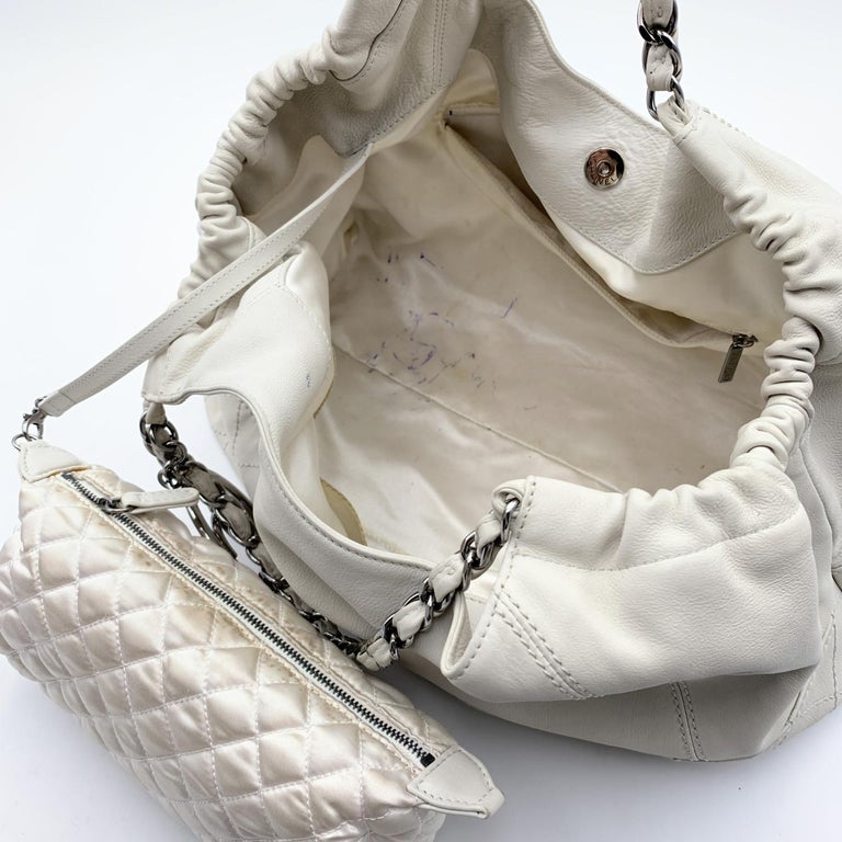 Chanel Off White Leather Coco Cabas Hobo Tote Shoulder Bag