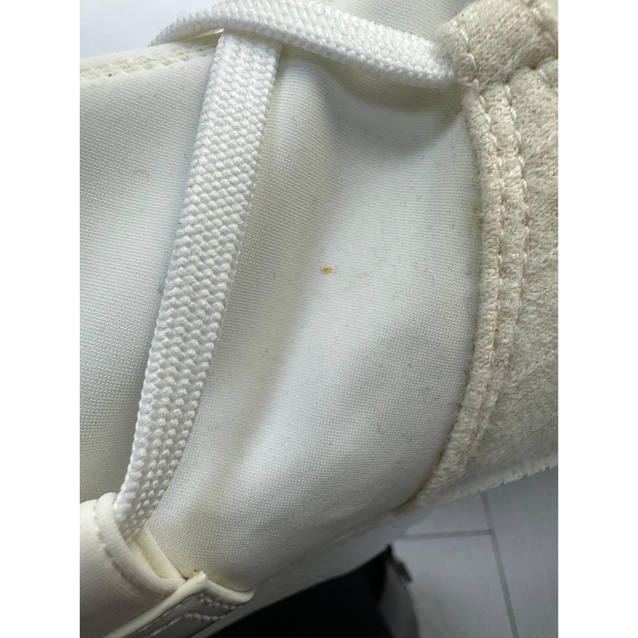 Chanel Off White Patent Leather Neoprene Wedge Boots - 38.5 For Sale 2