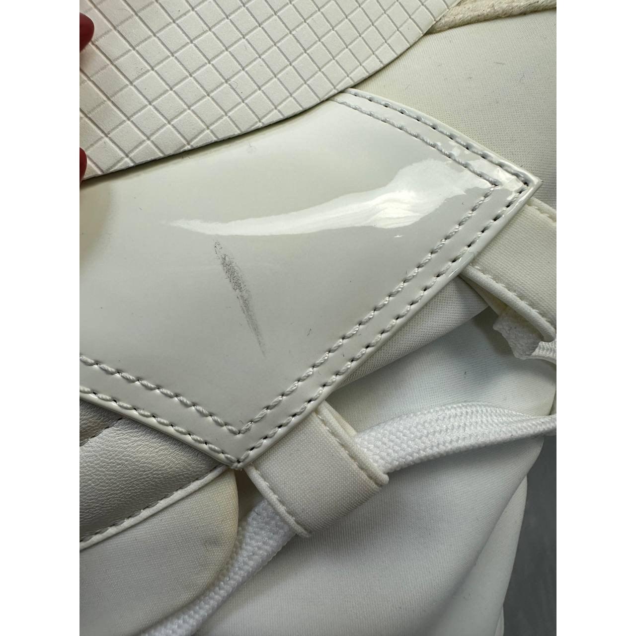 Chanel Off White Patent Leather Neoprene Wedge Boots - 38.5 For Sale 3