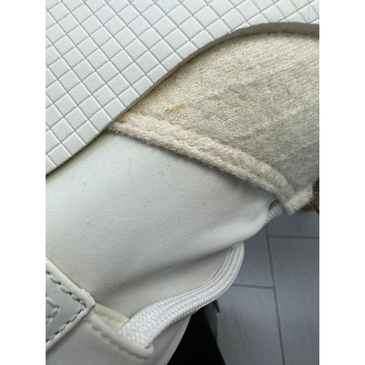 Chanel Off White Patent Leather Neoprene Wedge Boots - 38.5 For Sale 4