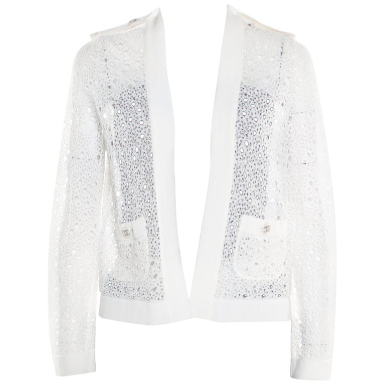 Chanel 2026 Crochet Knitted Cardigan Black and White Cotton