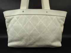 Chanel Off-White Perforated Leather CC Tote Up in The air 218856
