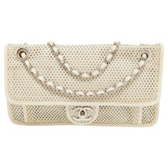Chanel Off White Perforated Leather Up in the Air Flap Bag