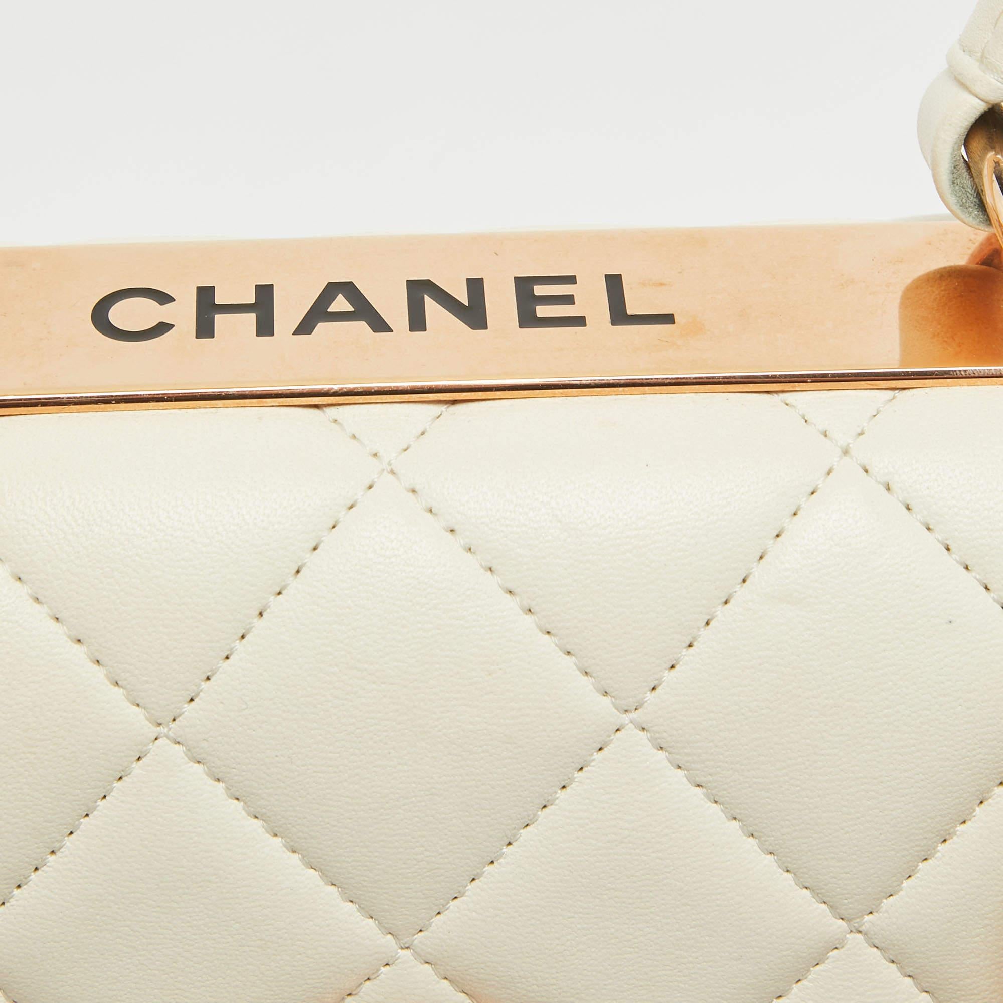  Chanel Off White Quilted Leather Small Trendy CC Flap Bag For Sale 10