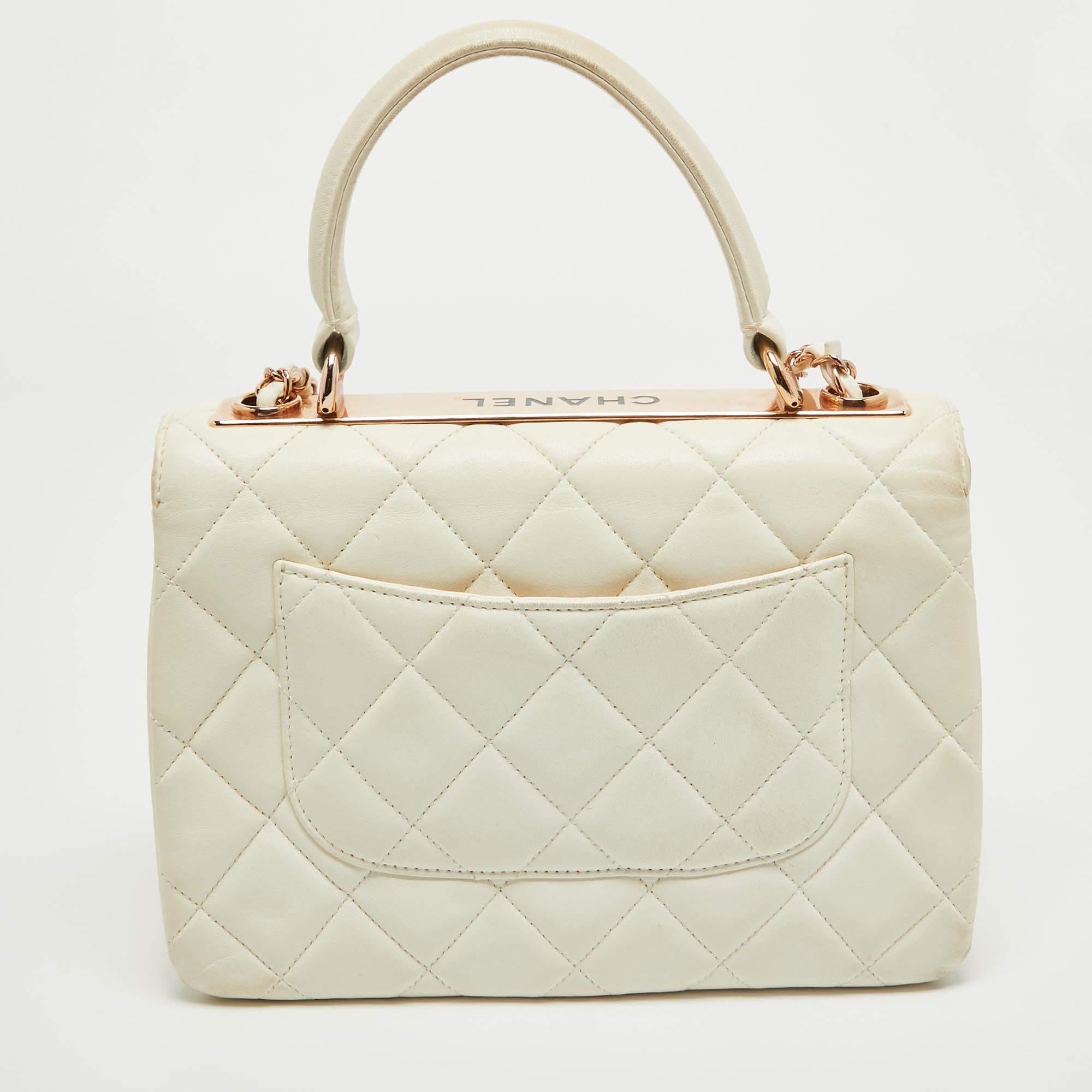  Chanel Off White Quilted Leather Small Trendy CC Flap Bag 16