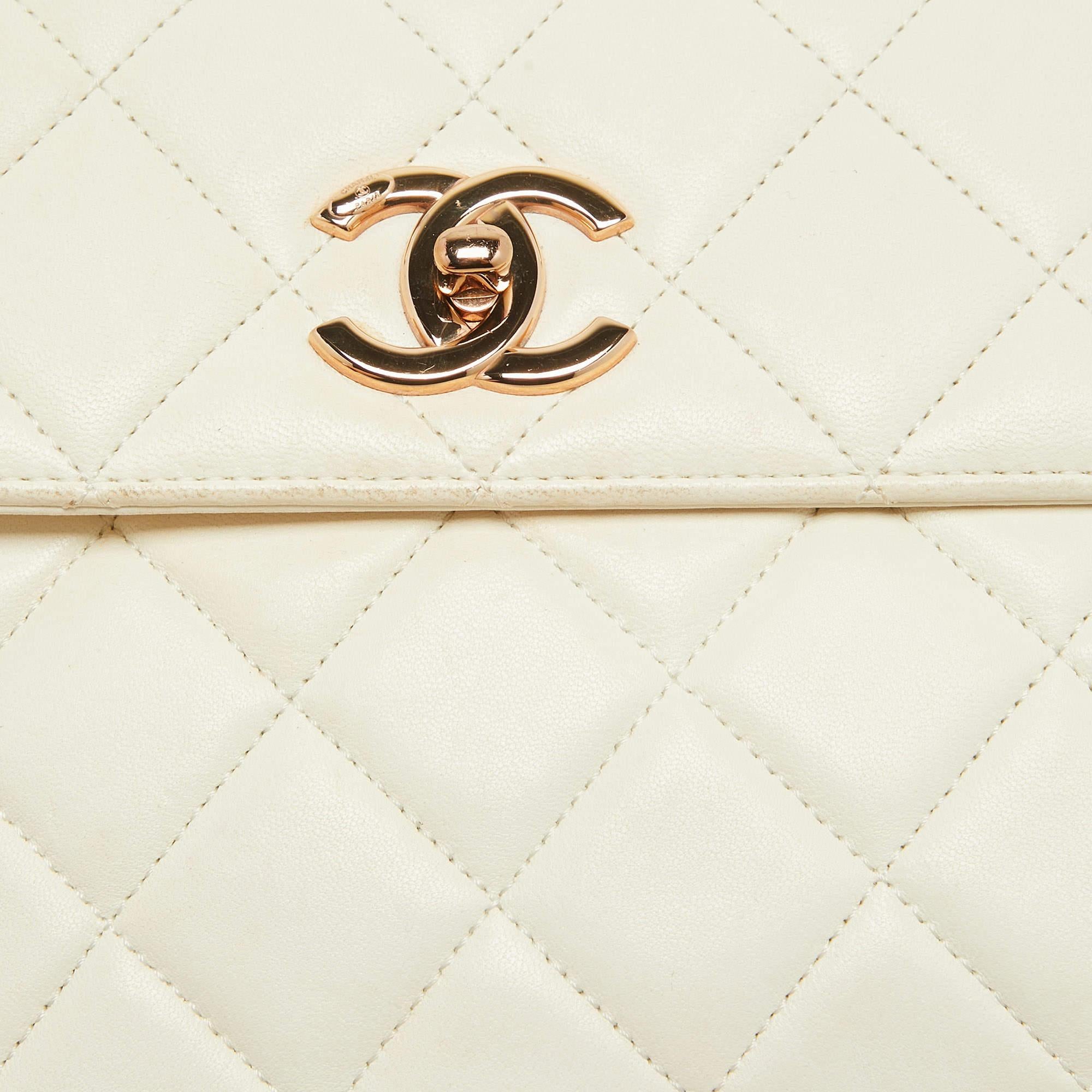 Women's  Chanel Off White Quilted Leather Small Trendy CC Flap Bag