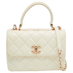 Chanel Off White Quilted Leather Small Trendy CC Flap Bag