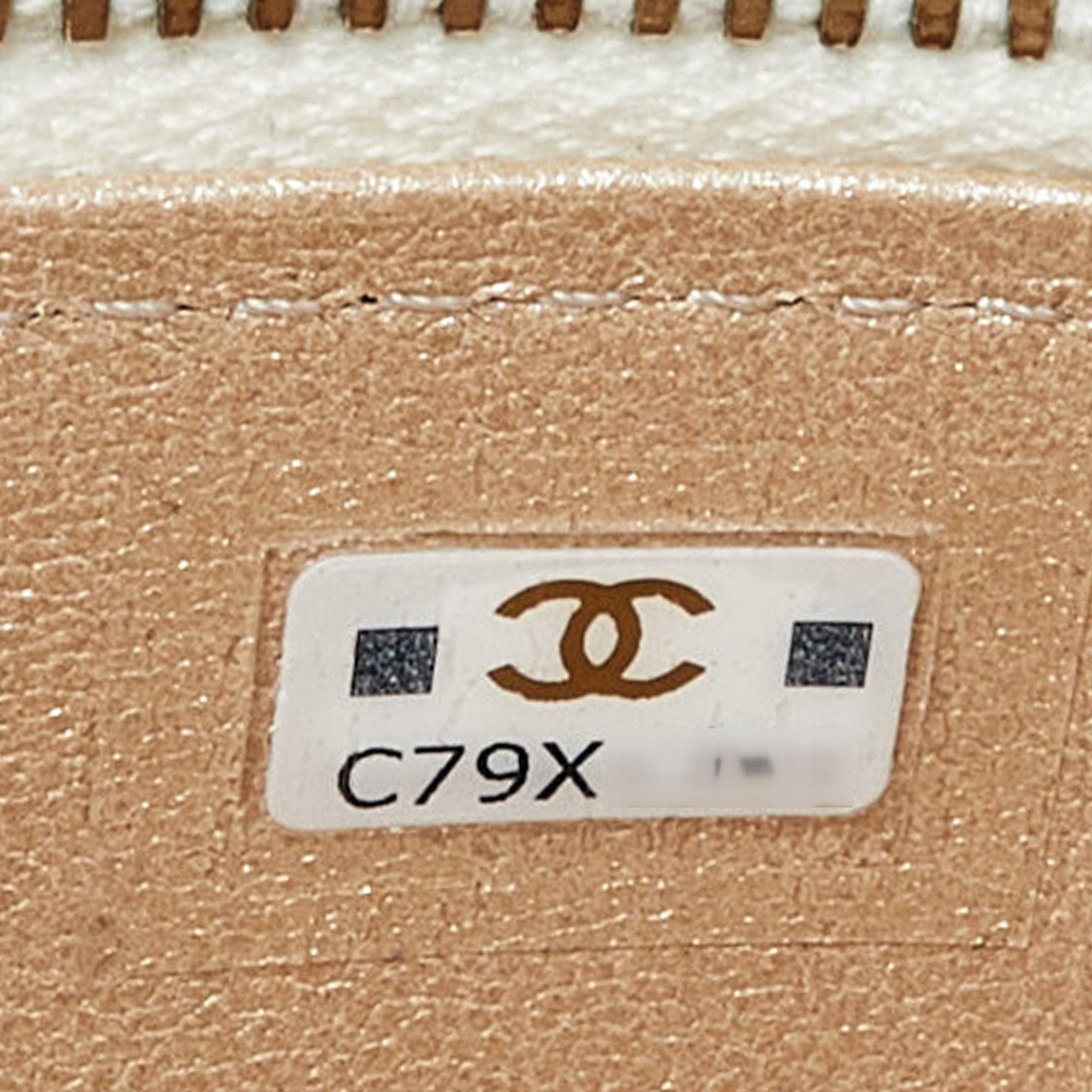 Chanel Off White Quilted Leather Vanity Case Chain Bag 6