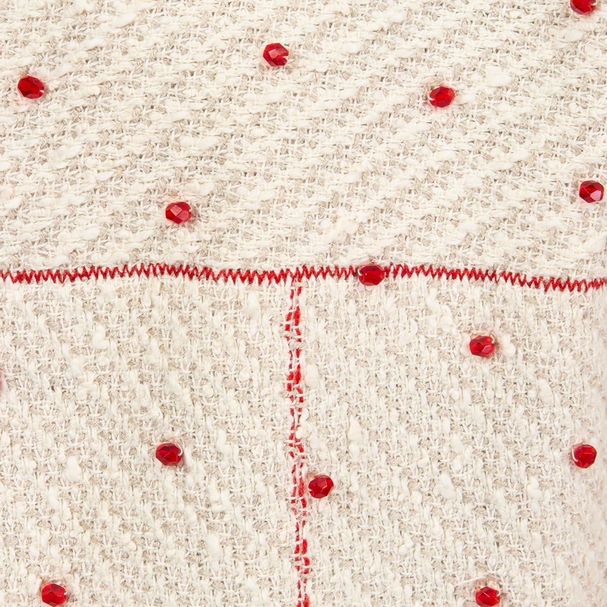 CHANEL Giacca in TWEED EMBELLISHED in cotone bianco e rosso 38 S. White e rosso. 2