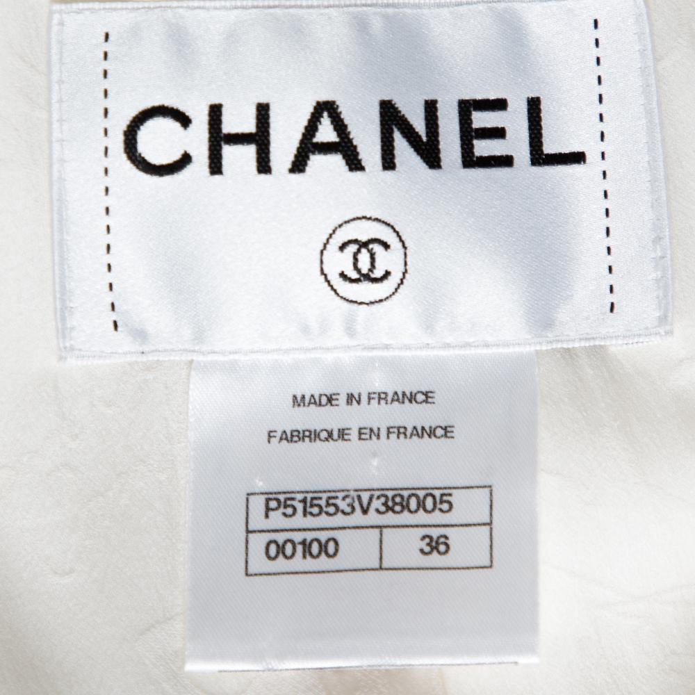 Chanel Off white Ribbed Cotton Button Front Jacket S 1