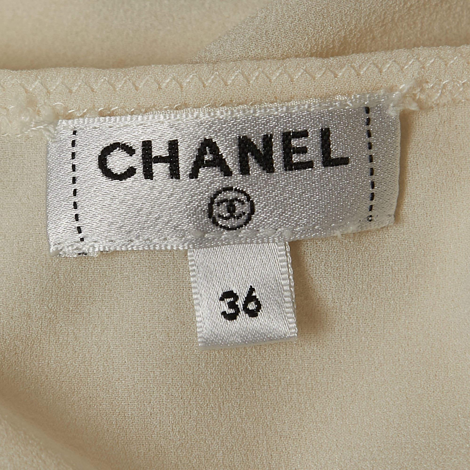 Chanel Off-White Silk Ruffled Halter Neck Top S 1