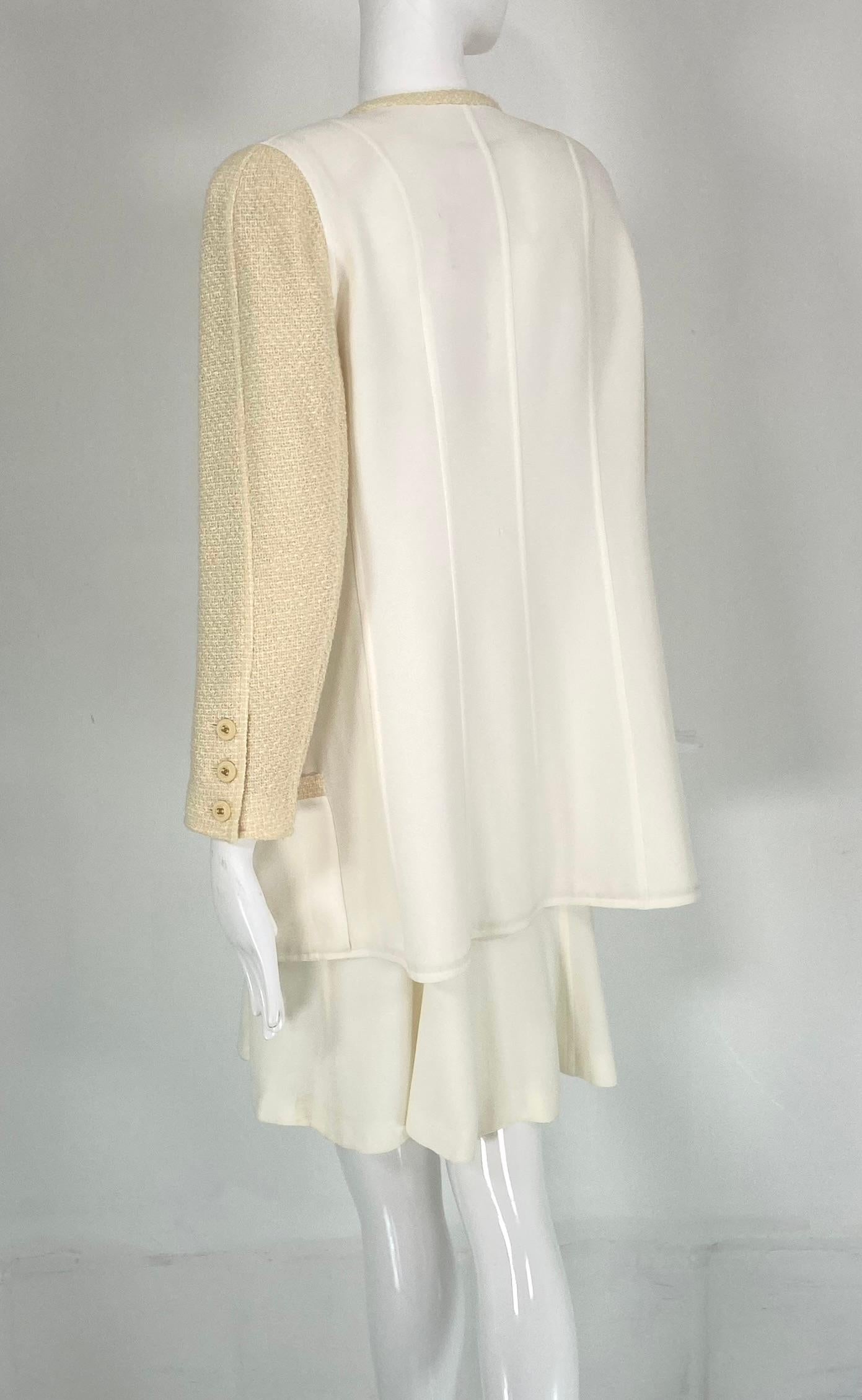 Chanel Off White Two Piece Spaghetti Strap Sun Dress & Tweed Jacket 1994E 2