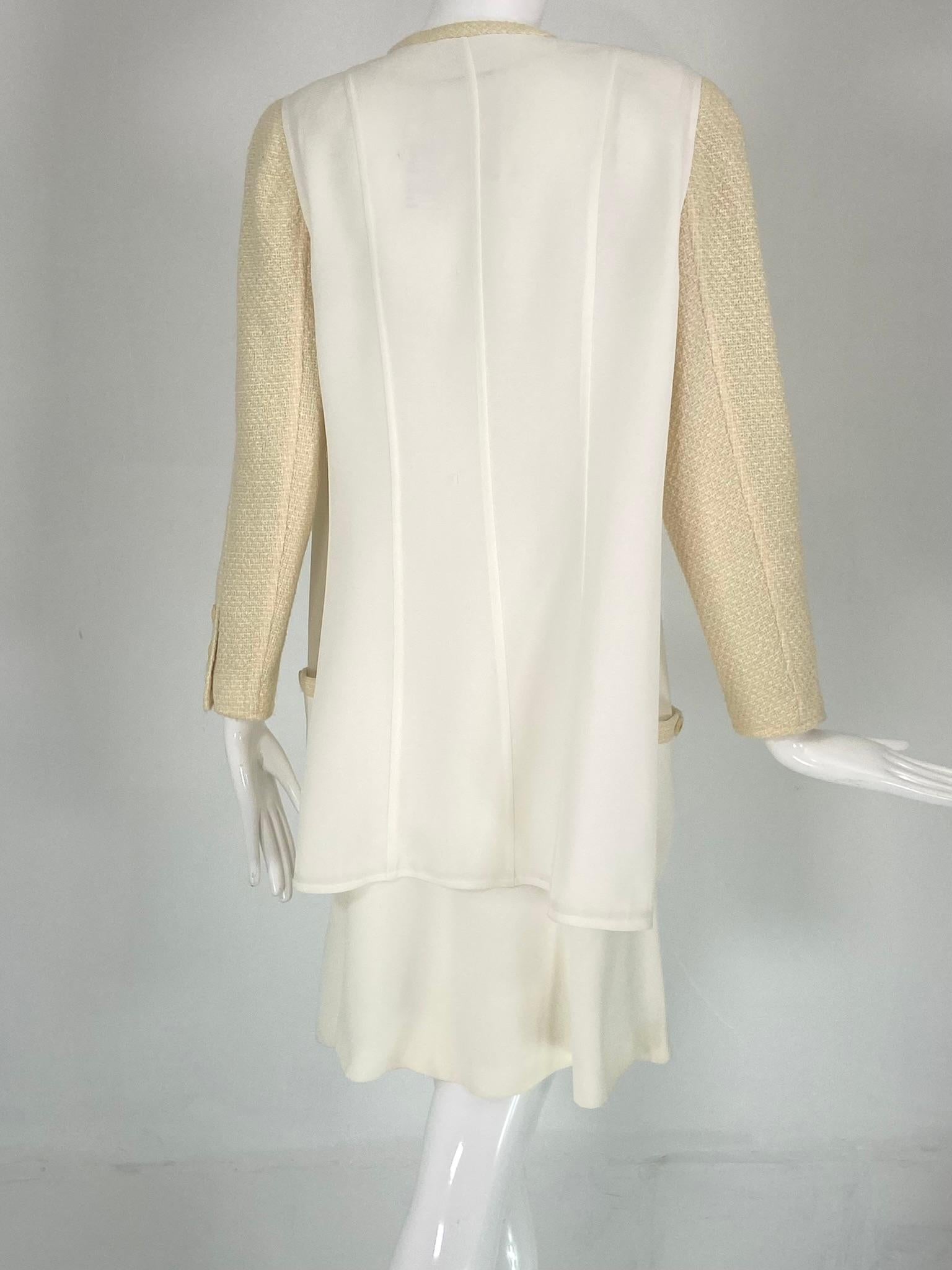 Chanel Off White Two Piece Spaghetti Strap Sun Dress & Tweed Jacket 1994E 4