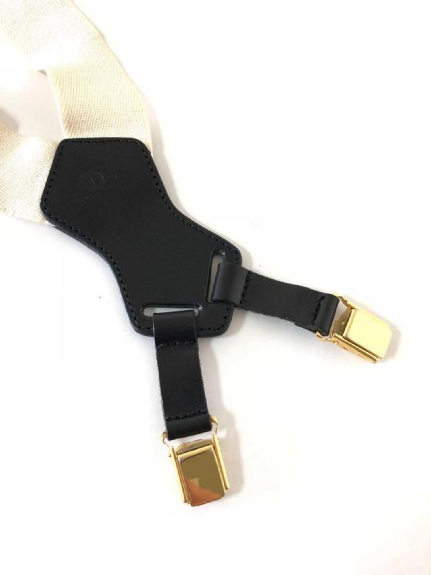 Women's Chanel Off-white (Ultra Rare) Logo Runway Suspenders 231305 Tech Accessory