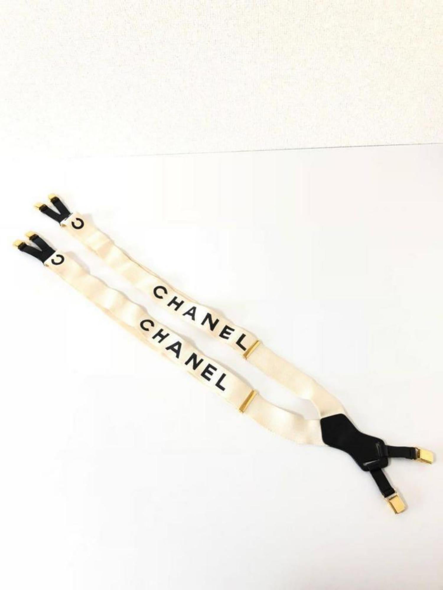 Chanel Off-white (Ultra Rare) Logo Runway Suspenders 231305 Tech Accessory 3