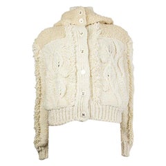 CHANEL off-white wool cashmere KNITTED BOMBER Jacket 36 XS