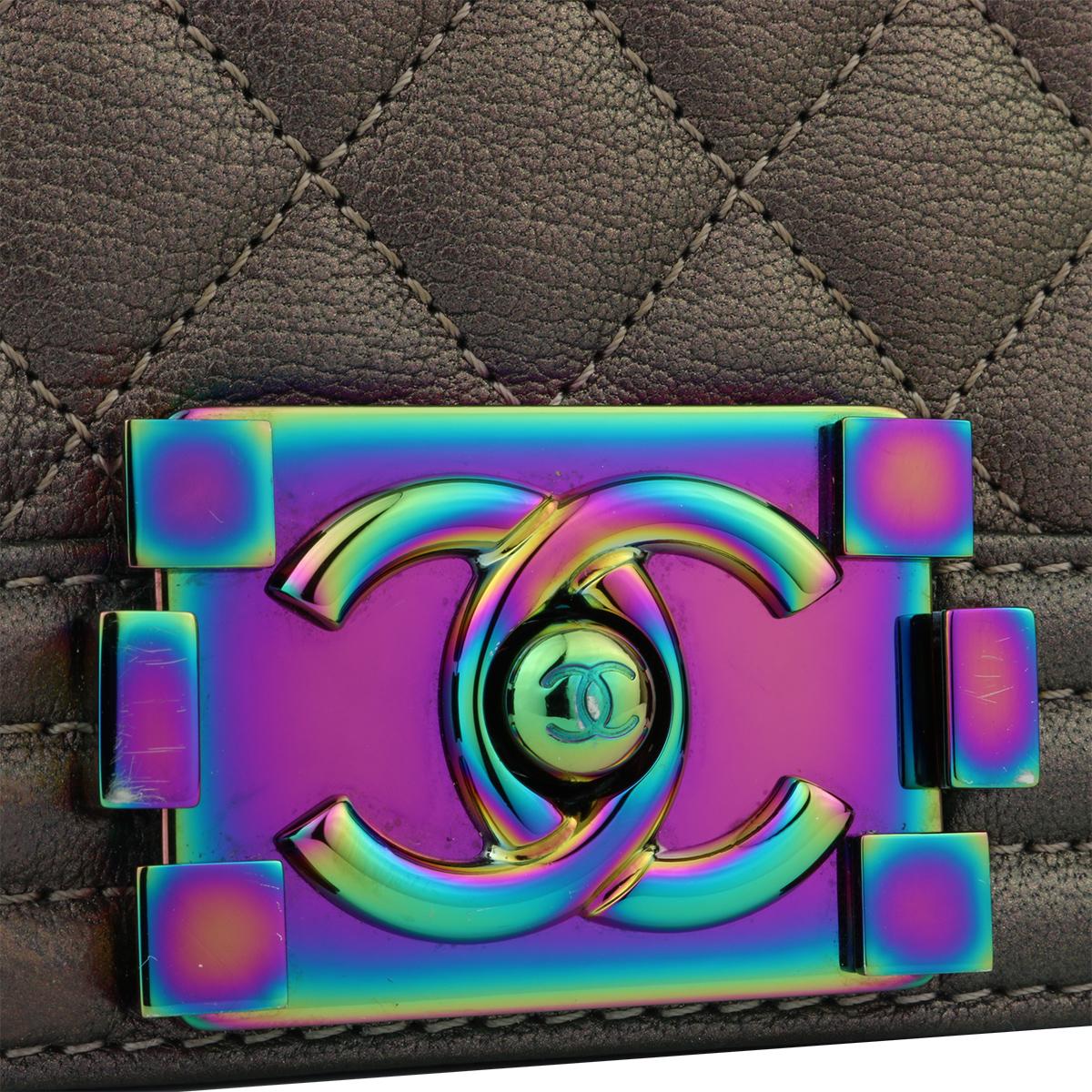 chanel boy iridescent rainbow hardware