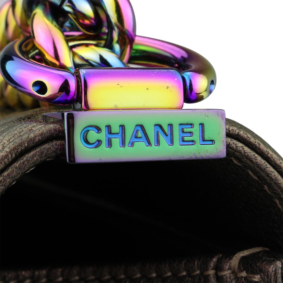CHANEL Old Medium Boy Bag Bronze Iridescent Goatskin with Rainbow Hardware 2016 1