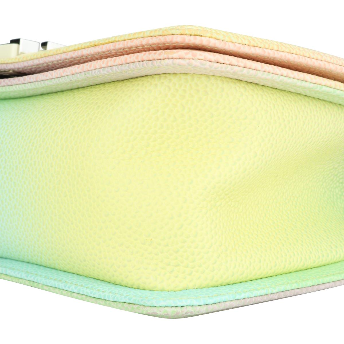 CHANEL Bolso Chico Viejo Mediano Caviar Arco Iris con Herrajes Plateados Brillantes 2018 en venta 5