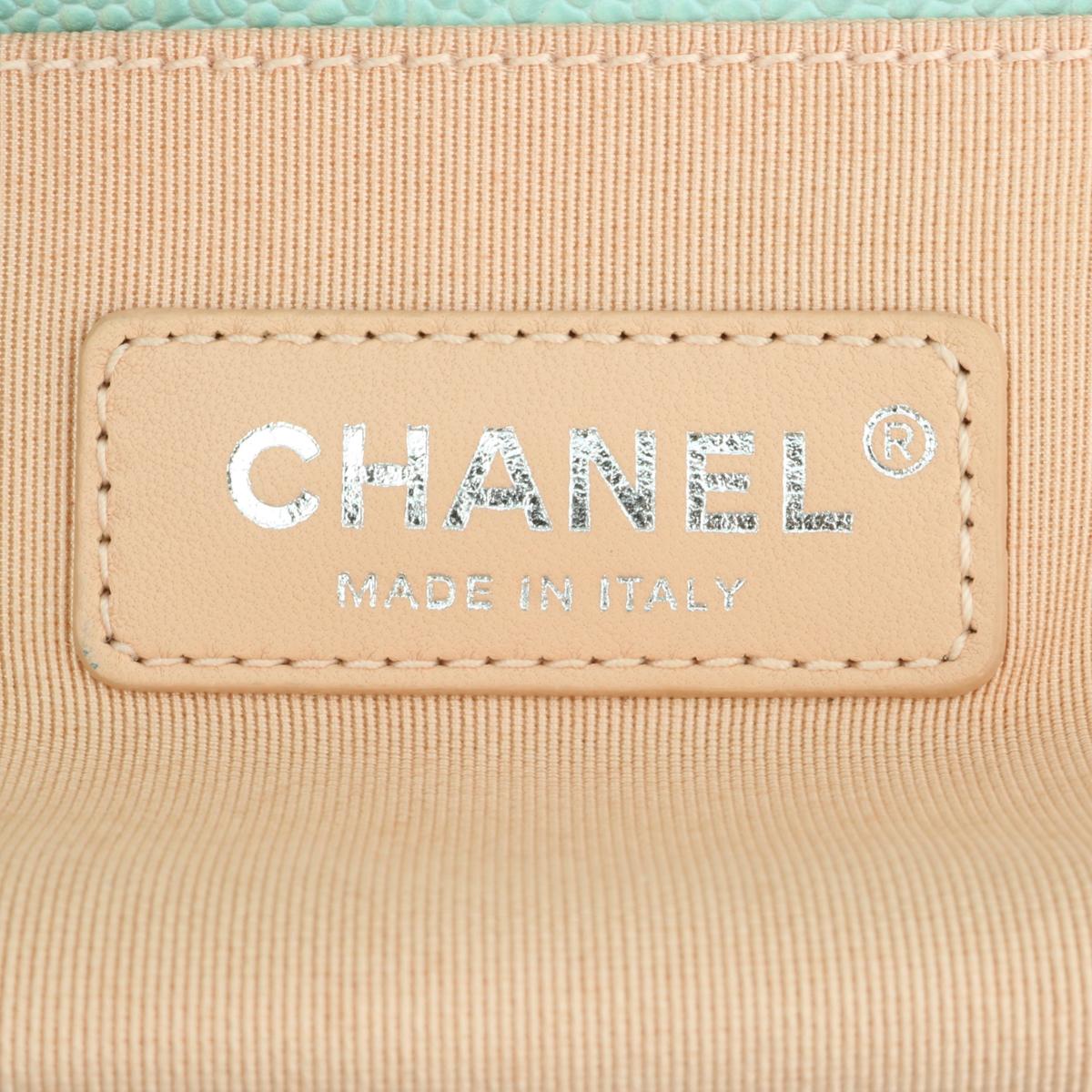 CHANEL Bolso Chico Viejo Mediano Caviar Arco Iris con Herrajes Plateados Brillantes 2018 en venta 11