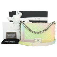 CHANEL Old Medium Boy Bag Rainbow Caviar with Shiny Silver Hardware 2018