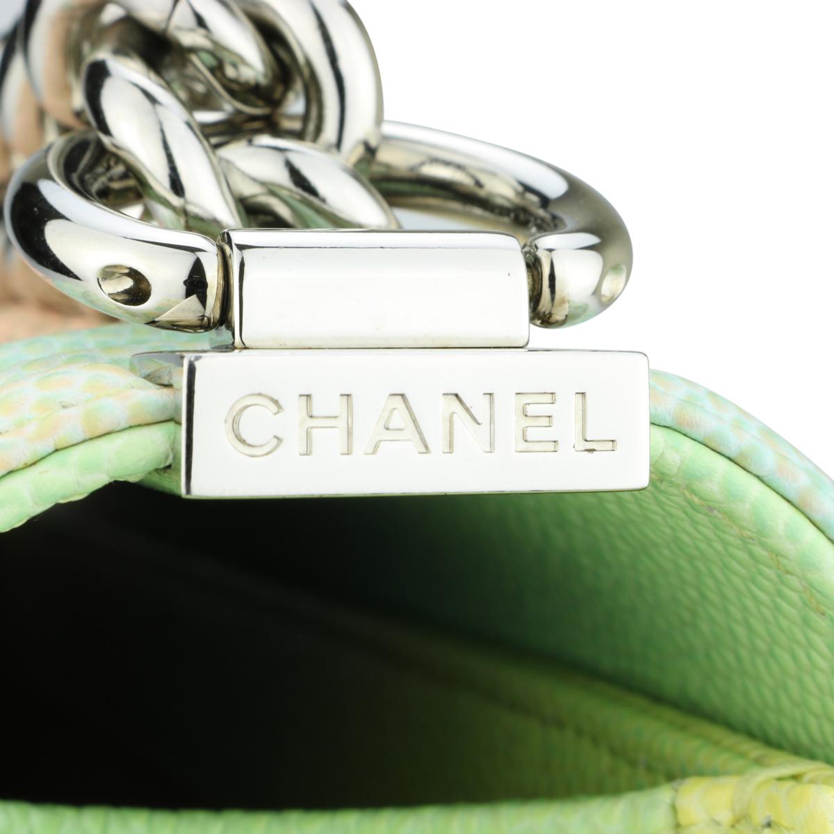 CHANEL Old Medium Boy Bag Rainbow Caviar with Shiny Silver Hardware 2018 For Sale 2