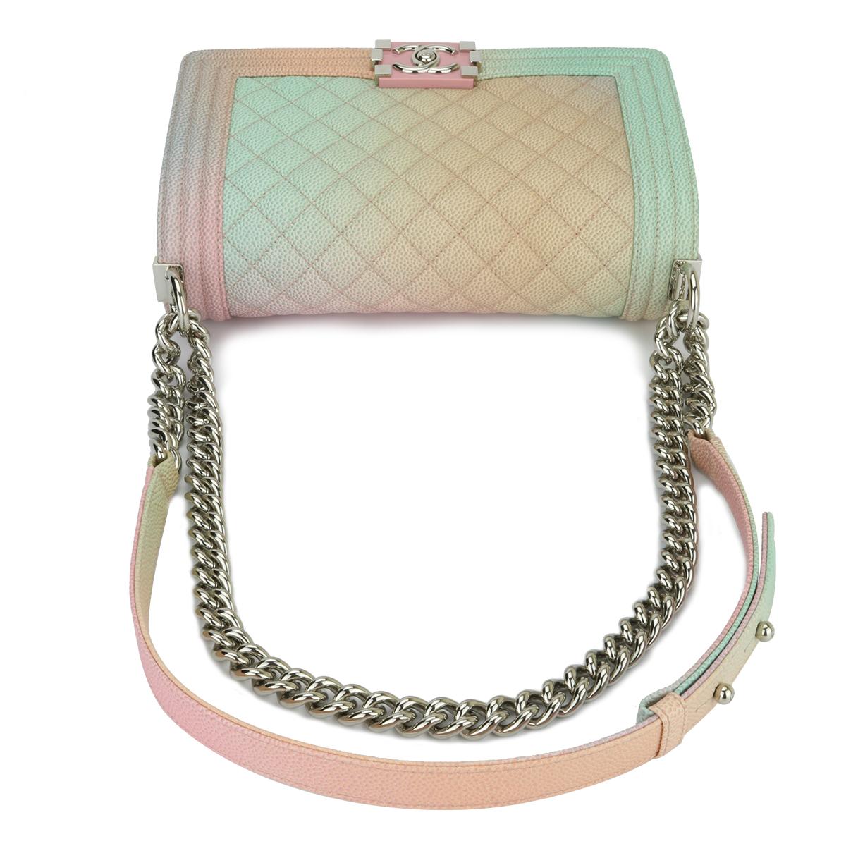  Chanel Old Medium Boy Bag Rainbow Caviar with Silver Hardware 2018 3