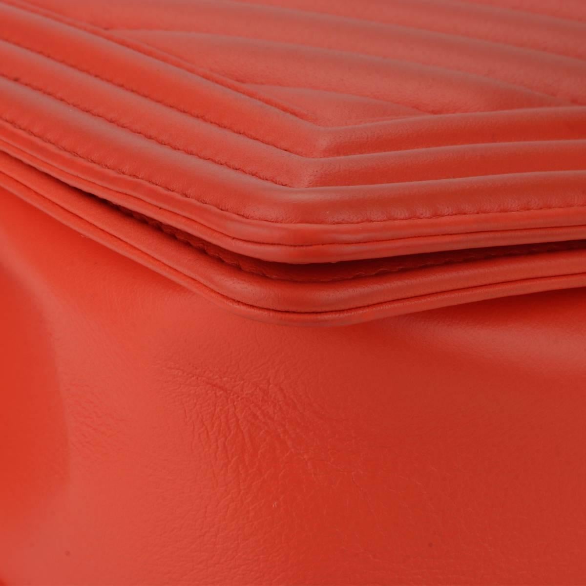 Chanel Old Medium Boy Bag Red Chevron Calfskin with Ruthenium Hardware 2016 1