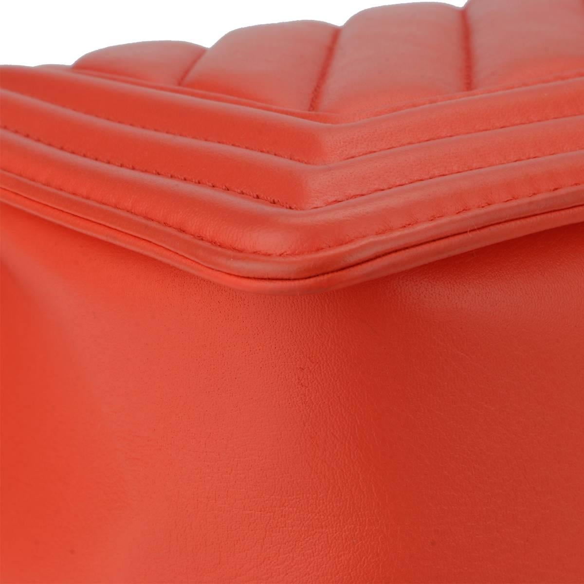 Chanel Old Medium Boy Bag Red Chevron Calfskin with Ruthenium Hardware 2016 3