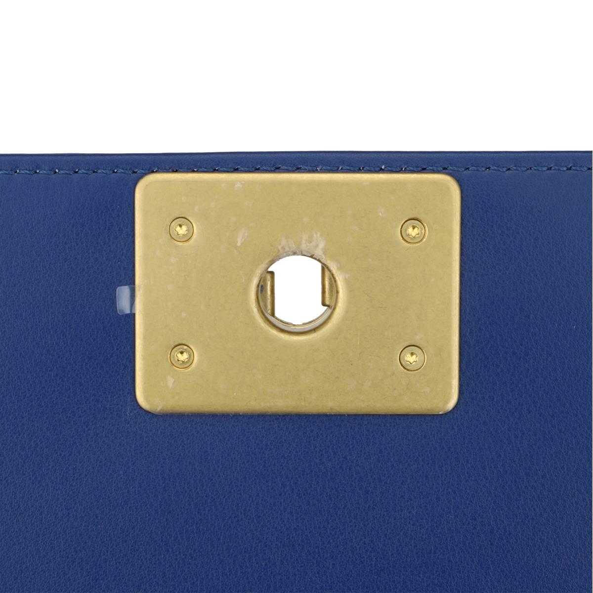 Chanel Old Medium Chevron Boy Blue Calfskin with Brushed Gold Hardware 2018 6