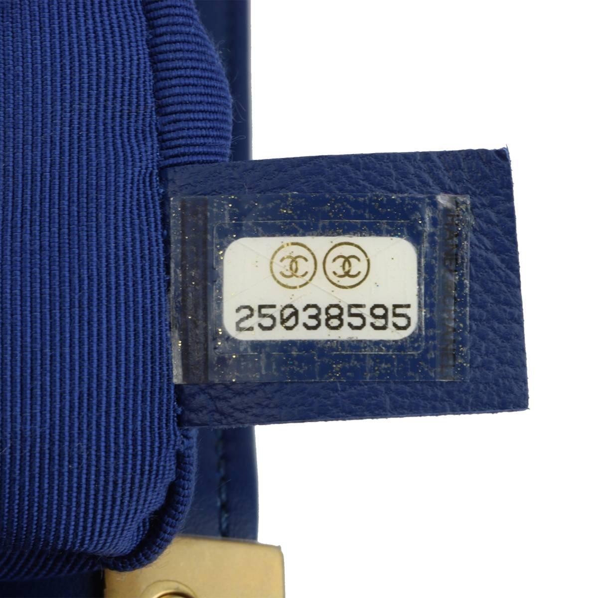 Chanel Old Medium Chevron Boy Blue Calfskin with Brushed Gold Hardware 2018 10