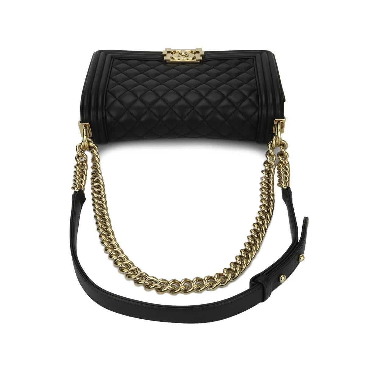 Chanel Old Medium Quilted Boy Black Lambskin with Shiny Gold Hardware, 2016 3