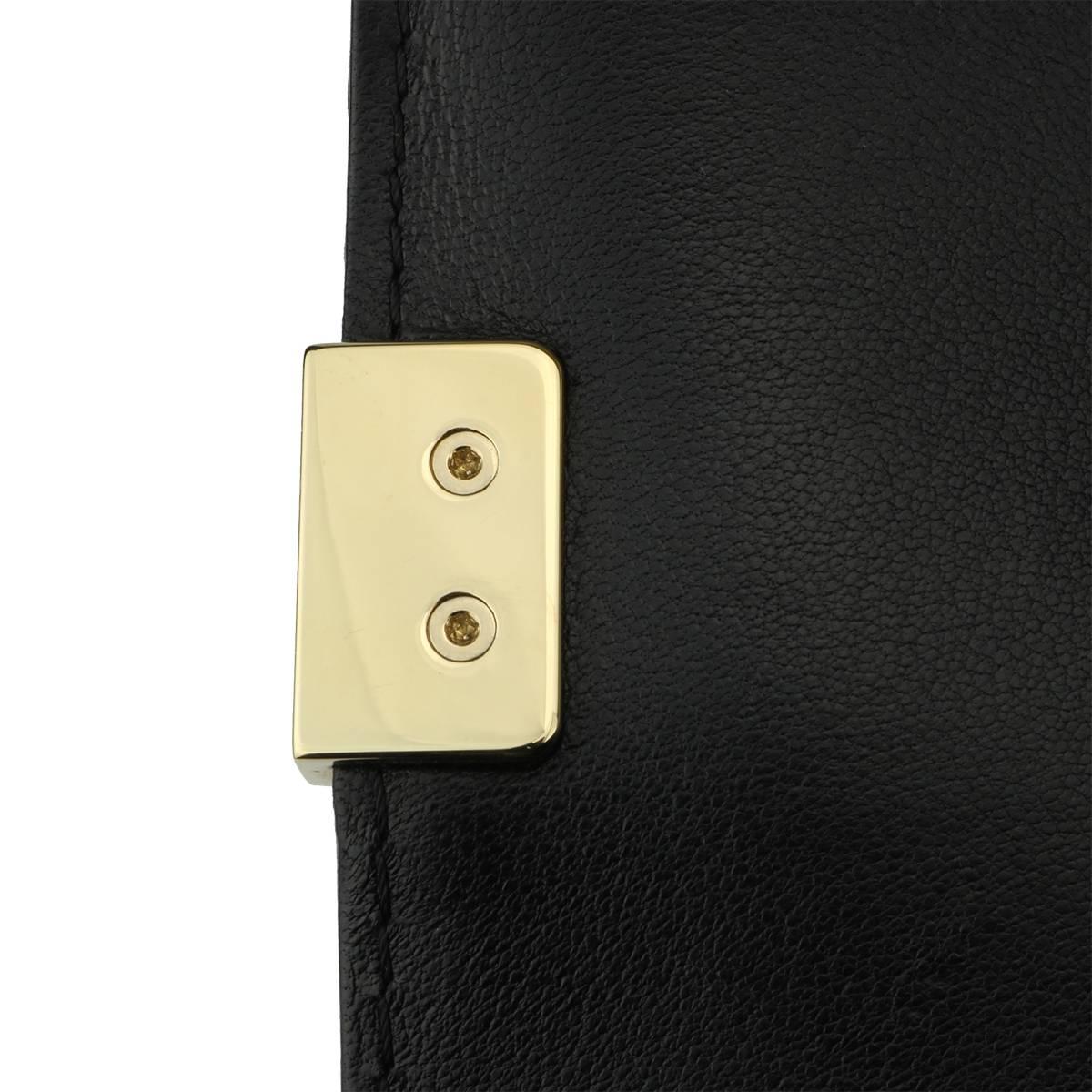Chanel Old Medium Quilted Boy Black Lambskin with Shiny Gold Hardware, 2016 8