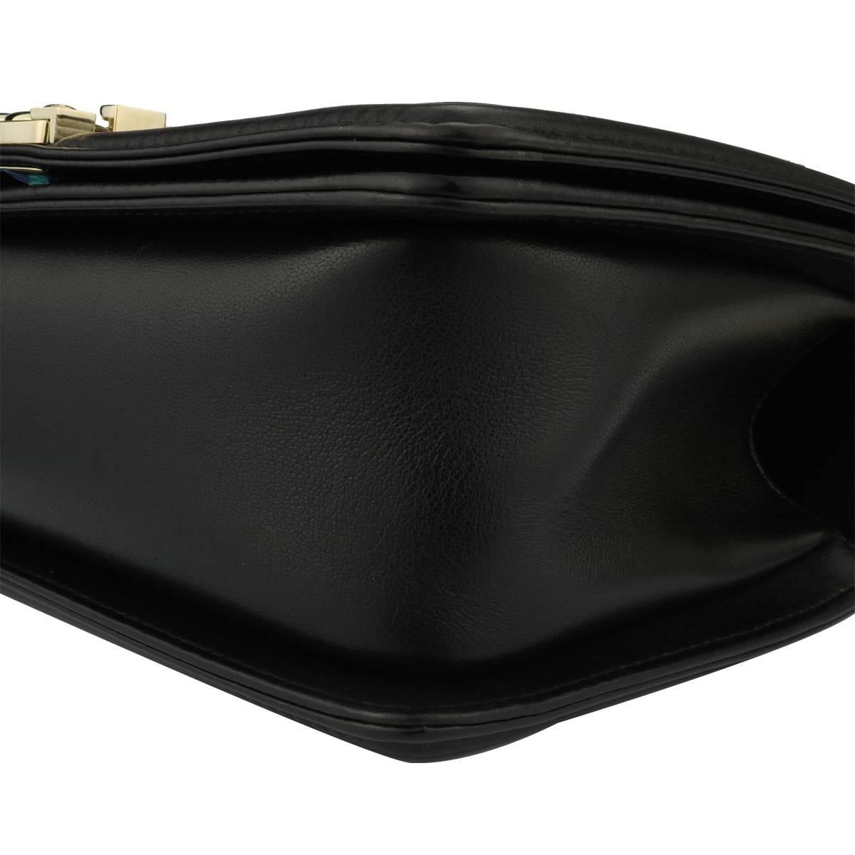 Chanel Old Medium Quilted Boy Black Lambskin with Shiny Gold Hardware, 2016 2