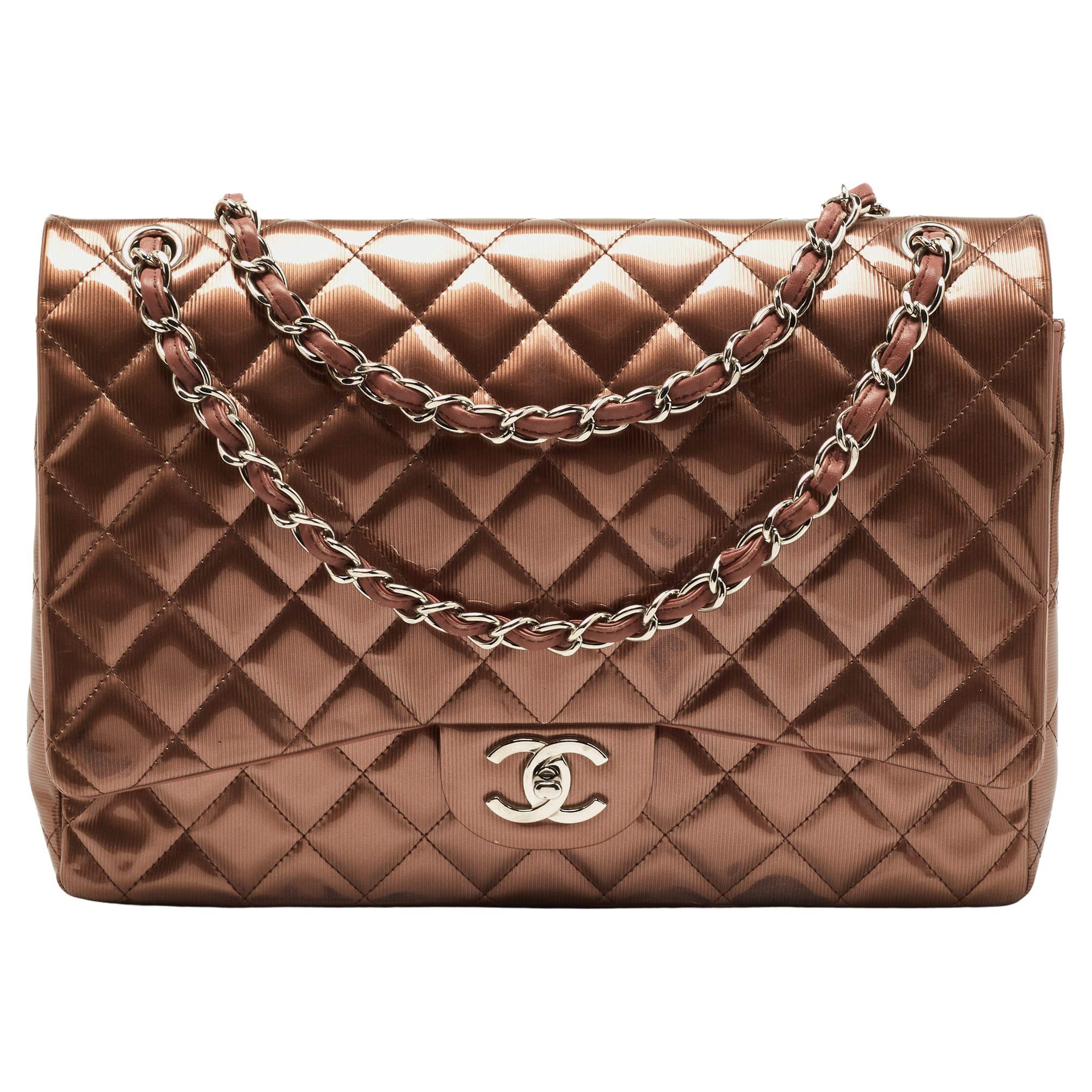 Chanel Old Rose Coated Canvas Maxi Classic Double Flap Bag For Sale at  1stDibs
