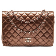 Chanel Old Rose Coated Canvas Maxi Classic Double Flap Bag