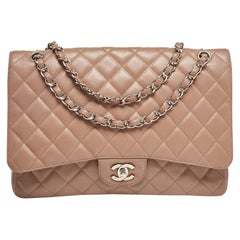Chanel Old Rose Quilted Caviar Leather Maxi Classic Single Flap Bag
