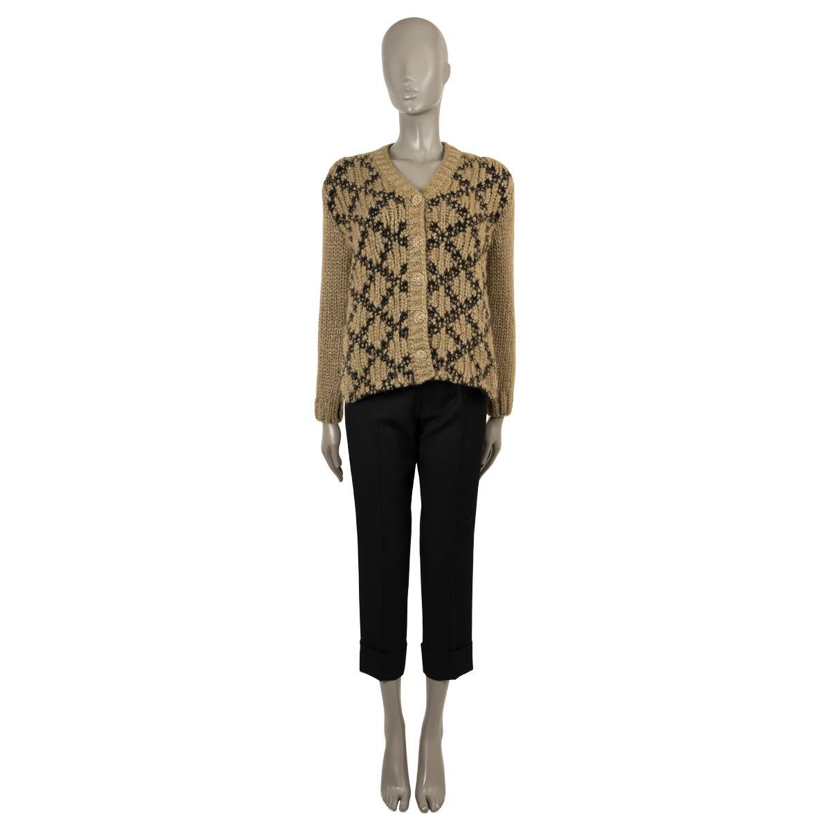 CHANEL olive & gold mohair 2015 15K LUREX QUILT KNIT Jacket 36 XS For Sale 1