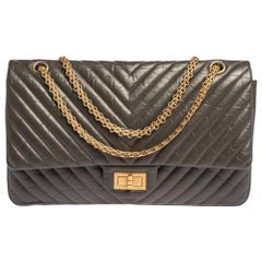 Chanel Olive Green Chevron Leather Reissue 2.55 Classic 227 Flap Bag