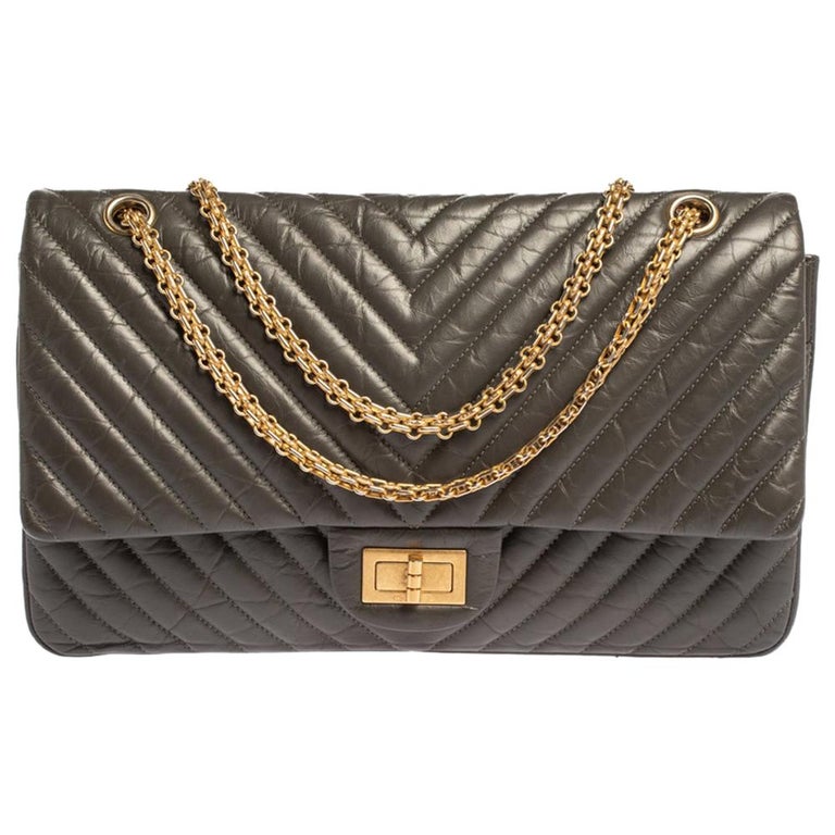 Chanel Olive Green Chevron Leather Reissue 2.55 Classic 227 Flap