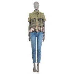 CHANEL olive green cotton 2017 CUBA FRINGE SHORT SLEEVE Jacket 36 XS