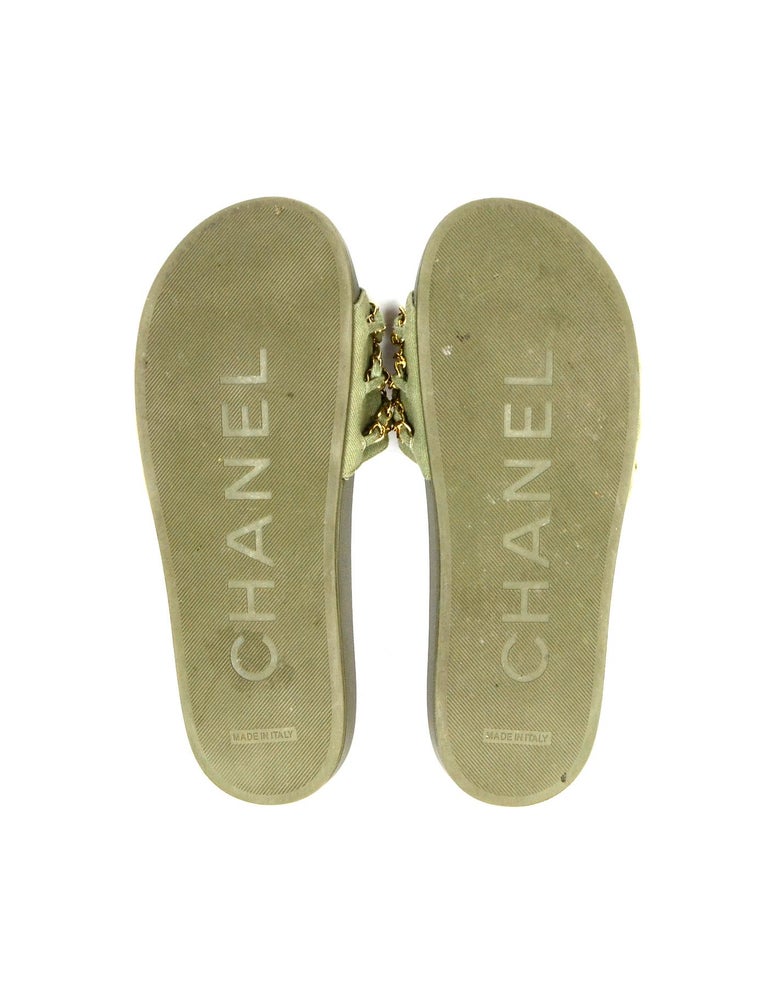 chanel slides green