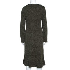Chanel Olive Green Mohair Blend Tweed Midi Dress M