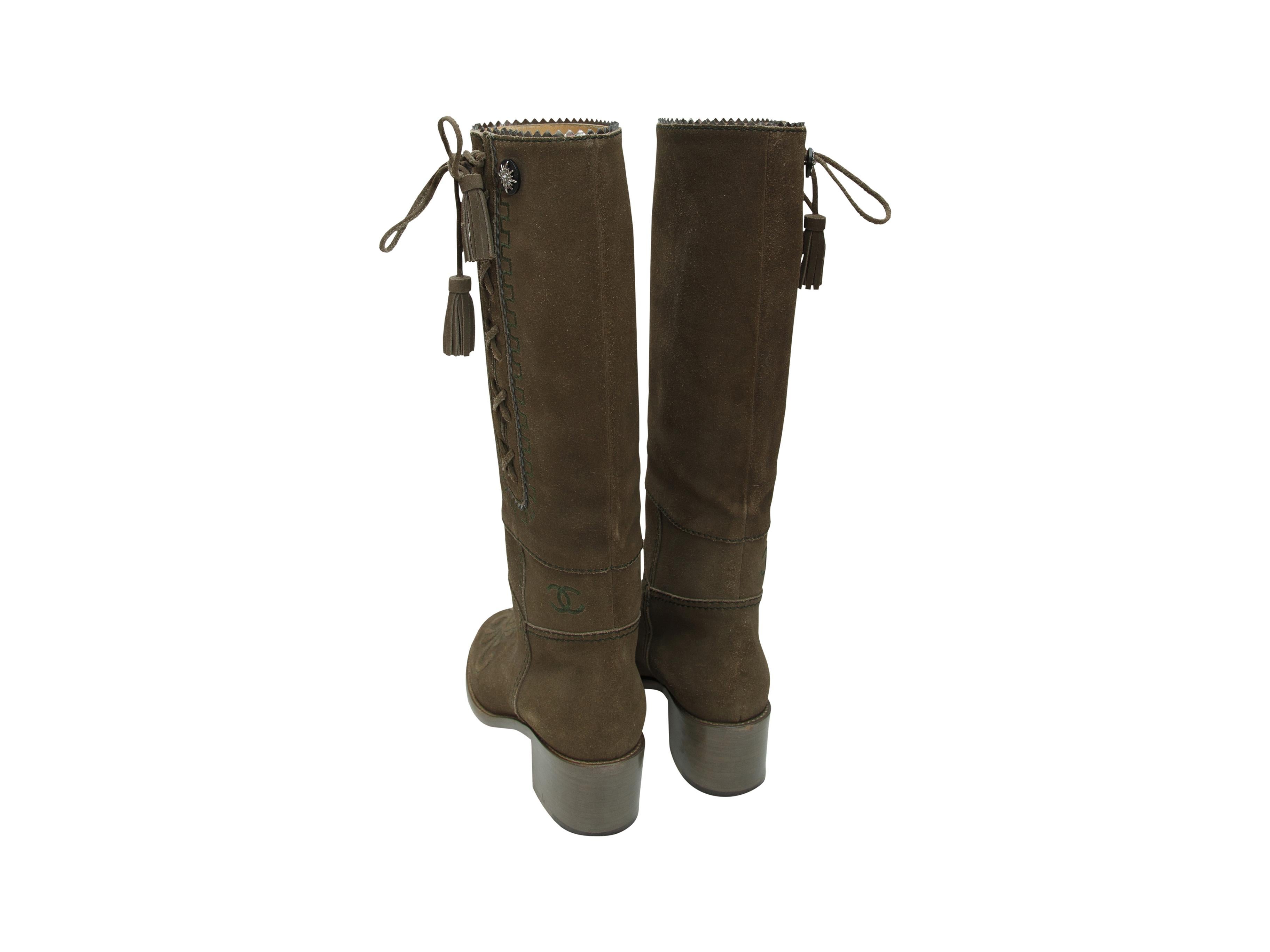 chanel green boots
