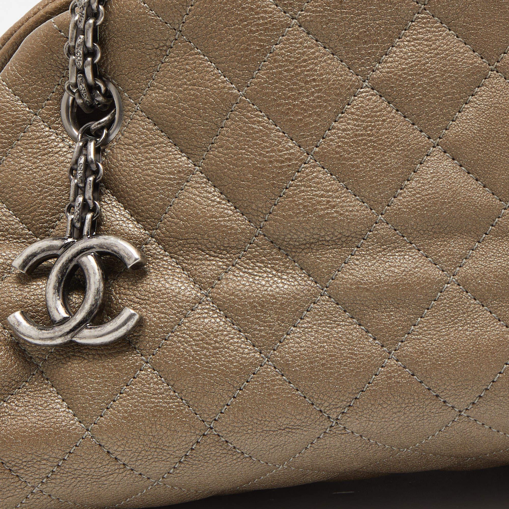Chanel Olive Green Quilted Caviar Leather Medium Just Mademoiselle Bowler Bag 5